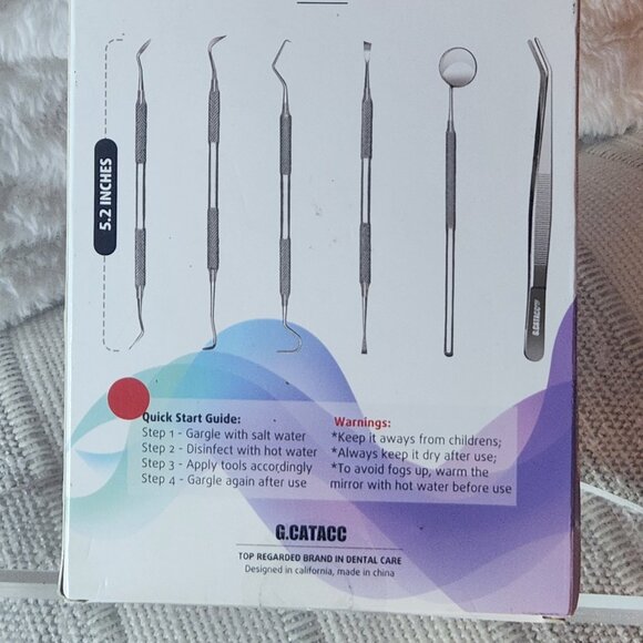 G. CATACC Pro Stainless Steel Dental (5.2 inches) Tools - Pack of 6 - Picture 2 of 4